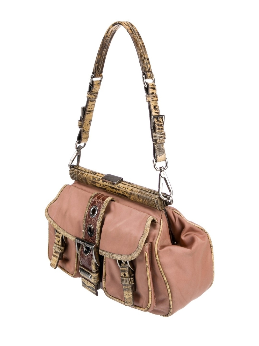 Authentic Prada Blush Pink, Aligator Shoulder Bag with Silver-Tone Hardware - Picture 8 of 16